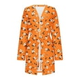 thumbnail image 2 of Women Winter Warm Robes Short Lightweight Nightgown Soft Knit Sleepwear Casual Bathrobe Ladies Loungewear Style B-1 New Orange S, 2 of 6