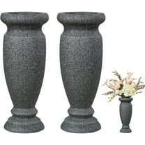 Cemetery Vase, Resin Grave Vase Memorial Flowers Vases for Home Tabletop, Artificial or Fresh Flowers, Cemetery Grave Headstone Decorations (2Pcs, Grey), No Draining Holes