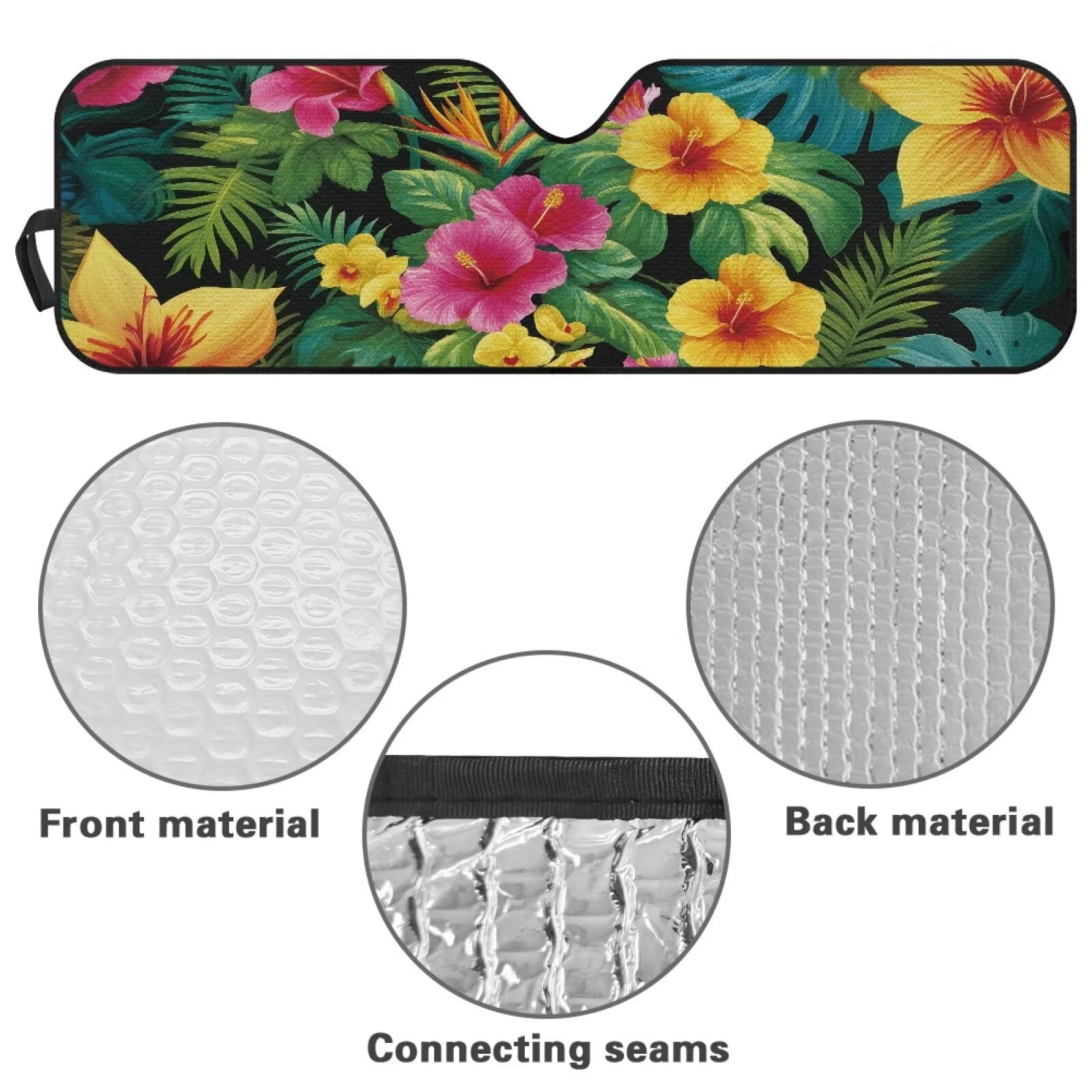 Uorisanigo Car Windshield Sun Shade Compatible with Jeep Wrangler JL JLU 2018-2025 / Jeep Gladiator 2020-2025 Accessories, Window Hawaiian Hibiscus Print Sunshade Keep Car Interior Cooler
