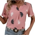 thumbnail image 1 of Birdeem T-Shirt Ample à Manches Courtes Imprimé Plumes Col en V pour Femmes, 1 of 9