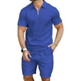 thumbnail image 3 of HAOMEILI Men's 2 Pieces Outfits Casual Quarter Zip Polo Shirt and Shorts Set Athletic Jogging Summer Tracksuit, 3 of 9