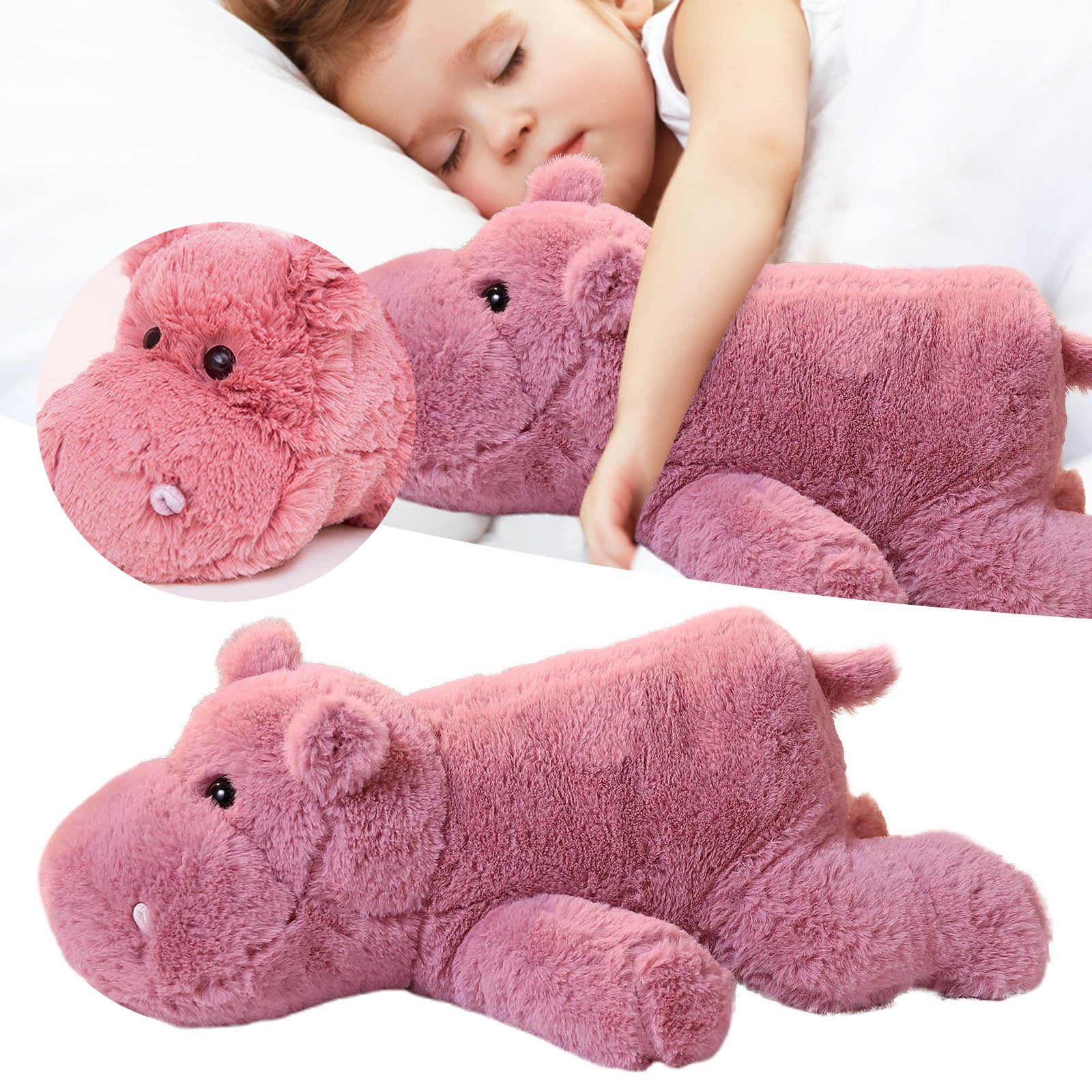 ​​LYINGF Weighted Stuffed Hippo Animal for Kids Sensory Comfort 17.7" Soft Plush Toy 2.2lbs, Calming Cuddly Weighted Hippo for Anxiety Relief and Sleep Support in Children