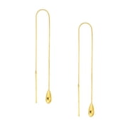 JEWELRY ADDICT 14K Yellow Gold Women's Teardrop Box Chain Threader Earrings