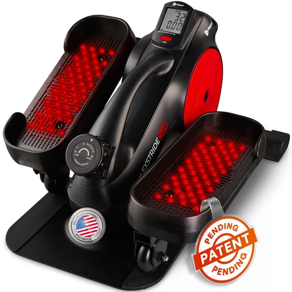 Lifepro FlexStride Under Desk Elliptical - Motorized Pedal Exerciser with Red Light Therapy - Quiet Leg Exerciser for Seniors & Office - Red