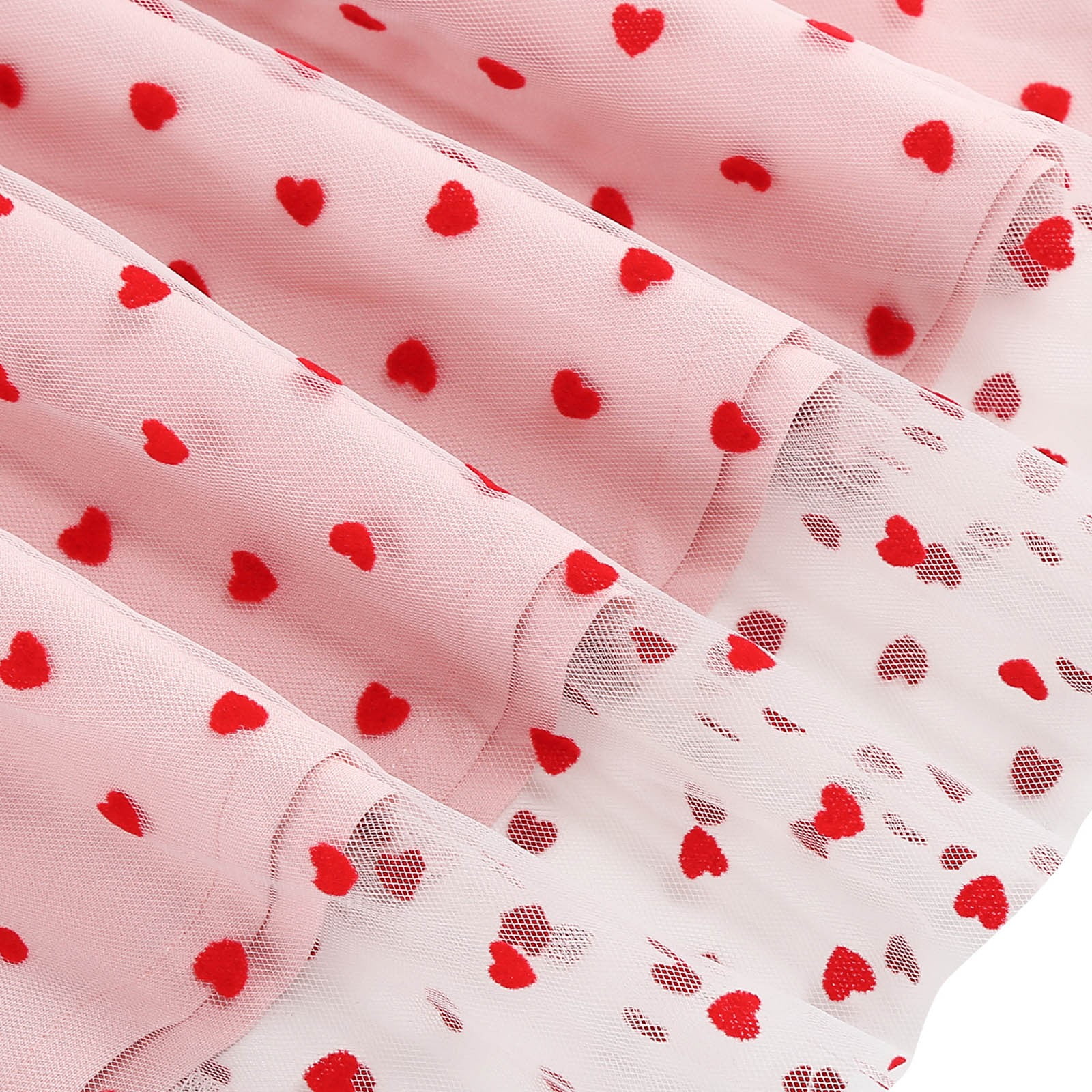 hotojiny Women Heart Print Maxi Dress Valentine's Day Gifts Cocktail Party Dresses Fashion Sleeveless A-Line Flowy Mesh Dress