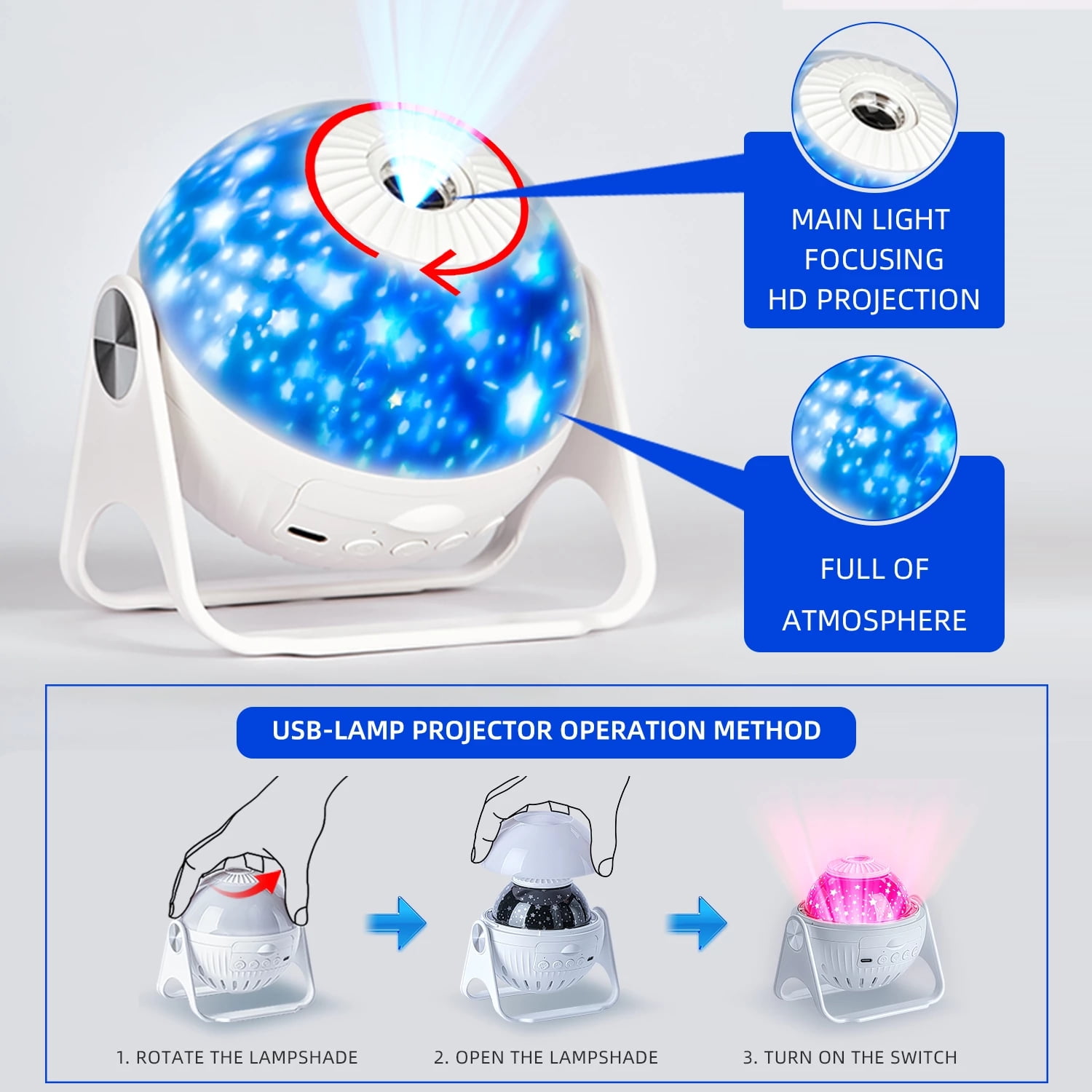 Xkiss USB Rotating Galaxy Starry Sky Star LED Night Light