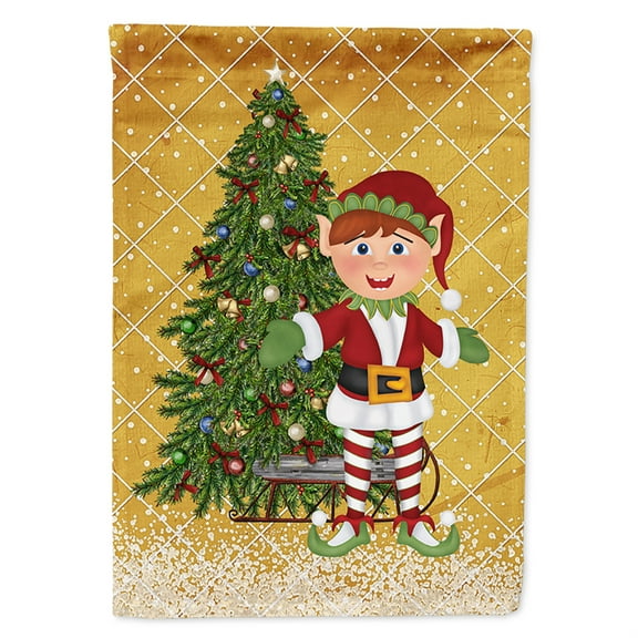 Santa's Elf and Christmas Tree Garden Flag