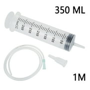Daruoand 350ml Reusable Plastic Syringe with 39.4 Inch Tube for Glue Dispensing Scientific Labs Watering Refilling Filtration Feeding Nutrient Measuring Motoring