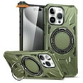 thumbnail image 4 of For Apple iPhone 17 Pro Max Tough Shockproof Hybrid Magnetic Large Rotating Ring Stand Compatible with MagSafe Phone Case Cover by Xpression, Green, 4 of 12