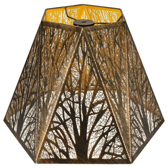Large Metal Lampshade For Floor Lamp,SWAIFDEE Hexagonal Lamp Shade  For Table Lamp with Antique Bronze &Gold, 7" x 13.8" x 9.5" H, Spider Fitter