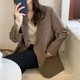 thumbnail image 4 of Blazer negro de moda coreana para mujer, chaqueta holgada clásica con cuello vuelto, manga larga y bolsillos, 2023, 4 of 5