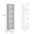 thumbnail image 3 of JERFIT 5 Tier Bookshelf, Tall Narrow Bookcase with 5 Shelves for Storage, Slim Freestanding Shelf Organizer for Office, Living Room, Bedroom, White, 3 of 5