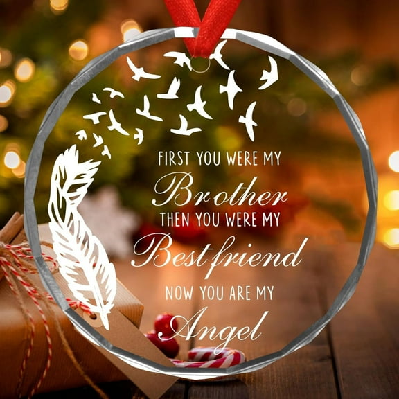 Brother Memorial Glass Ornament – Sympathy Keepsake Gift – Remembrance Christmas Ornament for Tree