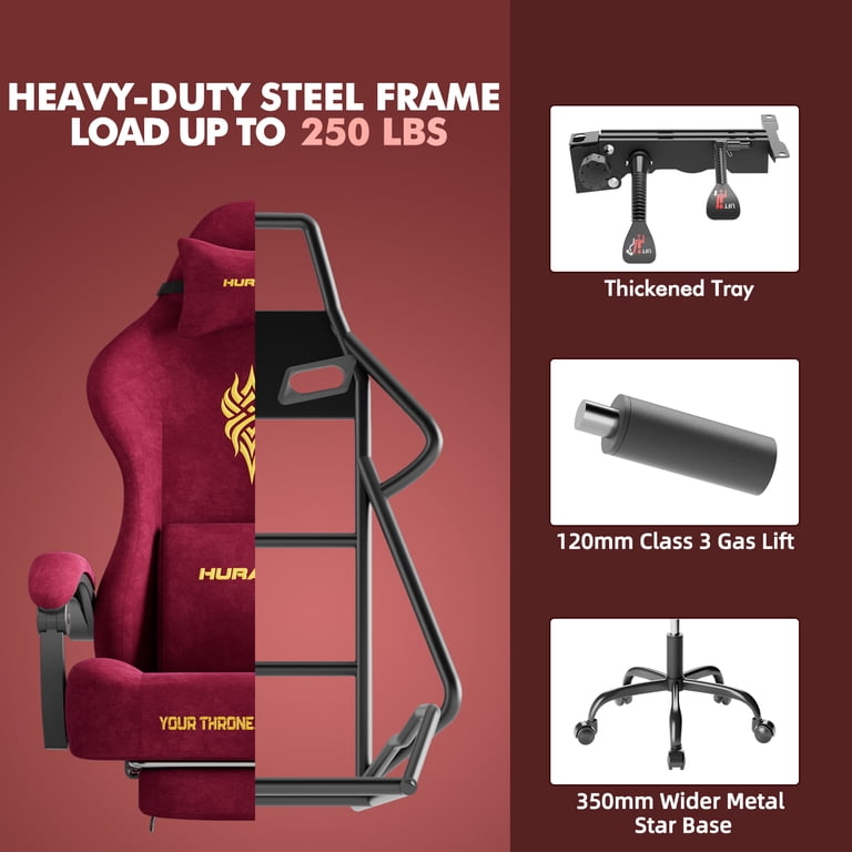 Soontrans Red Gaming Chair with Massage Lumbar Support photo 4