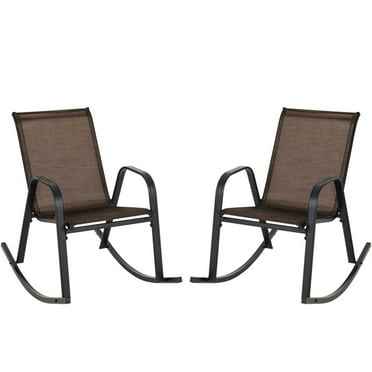 Kadyn Bistro Rocking Chair, Outdoor Rocker Chairs,Set of 2 Heavy-Duty Metal Patio Rocking Chair with Breathable Seat Fabric-Brown