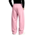 thumbnail image 4 of Men's Baggy Fleece Sweatpants Wide Leg Casual Elastic Drawstring Waist Trousers Loose Lounge Joggers Pant with Pockets Pink S, 4 of 5