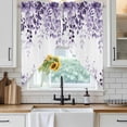 thumbnail image 3 of Swag Valance Curtains for Windows, Purple Light Filtering Kitchen Curtains with Rod Pocket, Eucalyptus Leaves Decorative Window Treatment Valances for Living Room, 28x36 - 2 PCS, 3 of 9