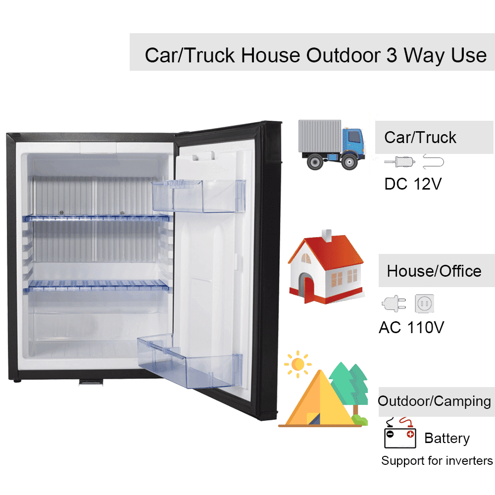 Techomey Portable Mini Fridge 1.4 Cu ft 12V 110V Refrigerator RV and Cascadia Semi Truck