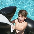thumbnail image 3 of Bestway: Jumbo Whale Rider - Black & White - 80x40" Inflatable Ride-On Pool Float, Ocean Animal Character Lounger, Grip Handles, Water Play, Kids 3+, 3 of 10