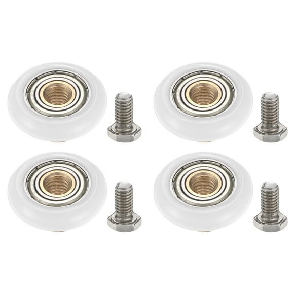 Uxcell Shower Door Rollers 23mm/0.9", 4 pack Bathroom Glass Sliding Door Pulleys Shower Glass Door Rollers, White