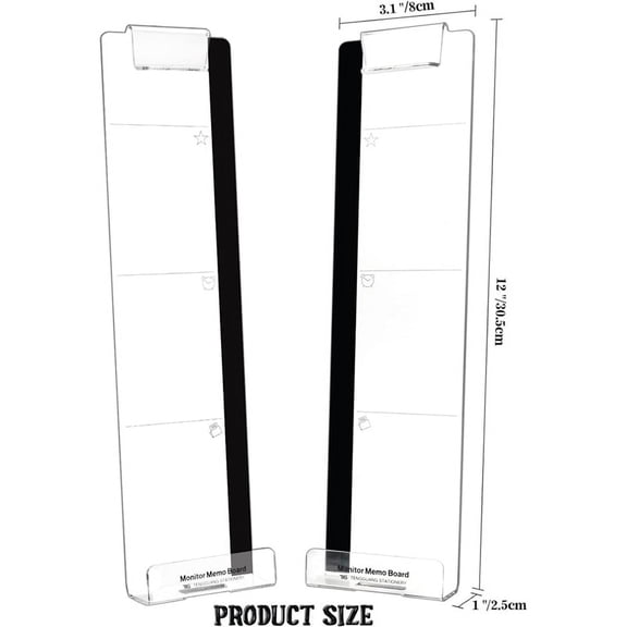 2 Pack Computer Monitor Memo Board Multi-Function Message Board Transparent Display Side Panel for Office, Computer Desk