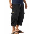 thumbnail image 4 of Gym Cargo Shorts Men Solid Color Drawstring Casual Capri Pants Pocket Outdoor Trousers Hiking Work Elastic Waist Workout Shorts Men, 4 of 4