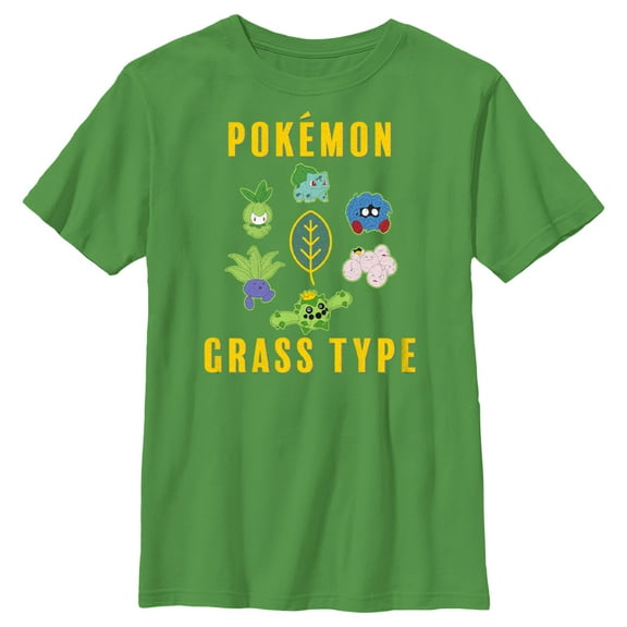 Boy's Pokemon Grass Type Group Graphic Tee Kelly Green Large