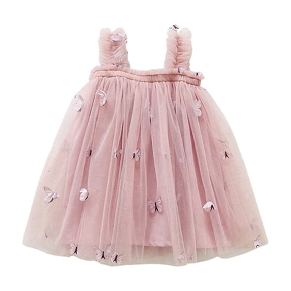 GYRATEDREAM Toddler Girl Mesh Tulle Dress Girls Butterfly Print Tutu Princess Dress Summer Party Wedding Dance Dress for 2-3Y