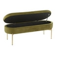 thumbnail image 2 of Chloe Contemporary/Glam Storage Bench in Gold Metal and Green Velvet by LumiSource, 2 of 5