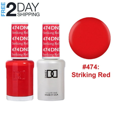 DND Gel Nail Polish & Nail Lacquer Set Soak Off Duo Set - #474 Striking Red, 0.5 oz