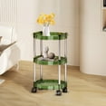 thumbnail image 5 of 3-Tier Rolling Storage Cart with Wheels Plastic Shelf Trolley for Living Room,Dorm,Kitchen 22.44x11.81x11.81in Organizer Rack in Coffee or Green, 5 of 7