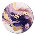 thumbnail image 2 of Designart "Strokes in Purple and Gold I" Fractals Oversized Wall Clock, 2 of 5