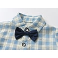 thumbnail image 4 of StylesILove Little Boys Short Sleeve Plaid Shirt and Suspender Bottom, Bowtie 3pcs Gentleman Suit Set Cotton Overalls Outfit (4T), 4 of 7