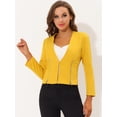 thumbnail image 3 of Allegra K Oficina de trabajo para mujer, sin cuello, con cremallera, abrigo corto, traje, chaqueta, chaqueta cortada Amarillo L, 3 of 5
