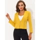 thumbnail image 3 of INSPIRE CHIC Oficina de trabajo para mujer, sin cuello, con cremallera, abrigo corto, traje, chaqueta, chaqueta cortada Amarillo XS, 3 of 5