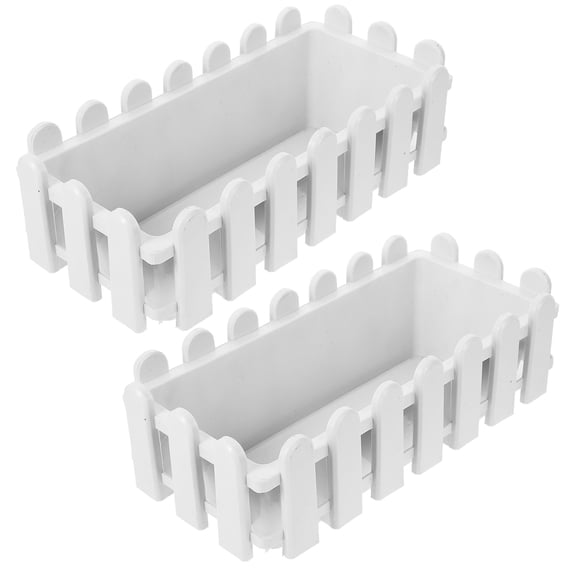 UPOUART 2Pcs Large White Plastic Rectangular Planter for Vegetables and Outdoor Gardening