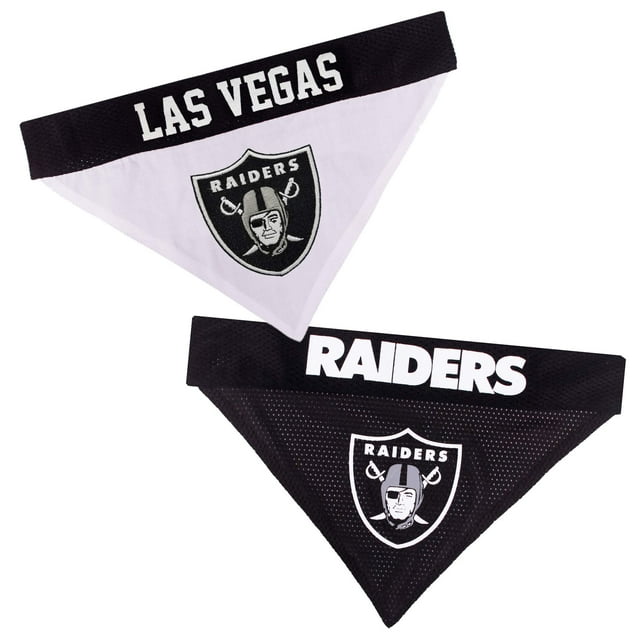 Pets First Nfl Bandana Para Perros - Bandana Reversible Para Mascotas La Raiders. Bandana Deportiva De 2 Caras Con Logotipo Del Equipo Bordado De Primera Calidad, Talla Pequeña/Mediana. - 2 Tamaños Y