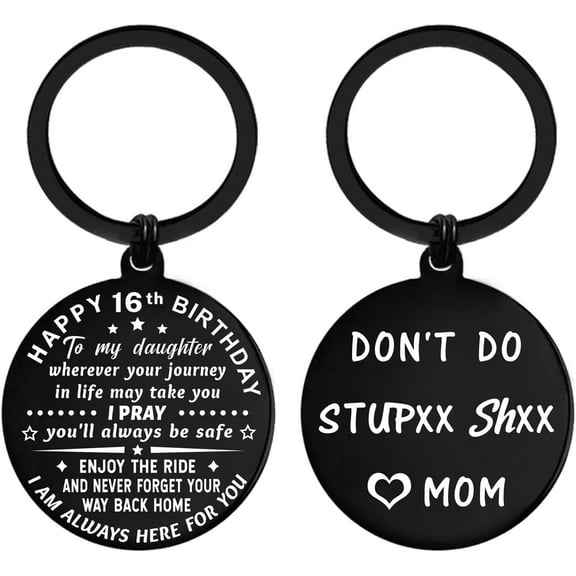16th Birthday Decorations, 16 Year Old Birthday Gift Ideas for Daughter Granddaughter, Metal Keychain