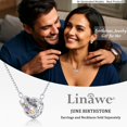 thumbnail image 6 of Linawe Diamond Crystal Silver Necklace for Women, Interlocking Double Circle Pendant, Birthstone Rhinestone Cubic Zirconia Dainty Jewelry, Hypoallergenic Stainless Steel Chain, 6 of 7