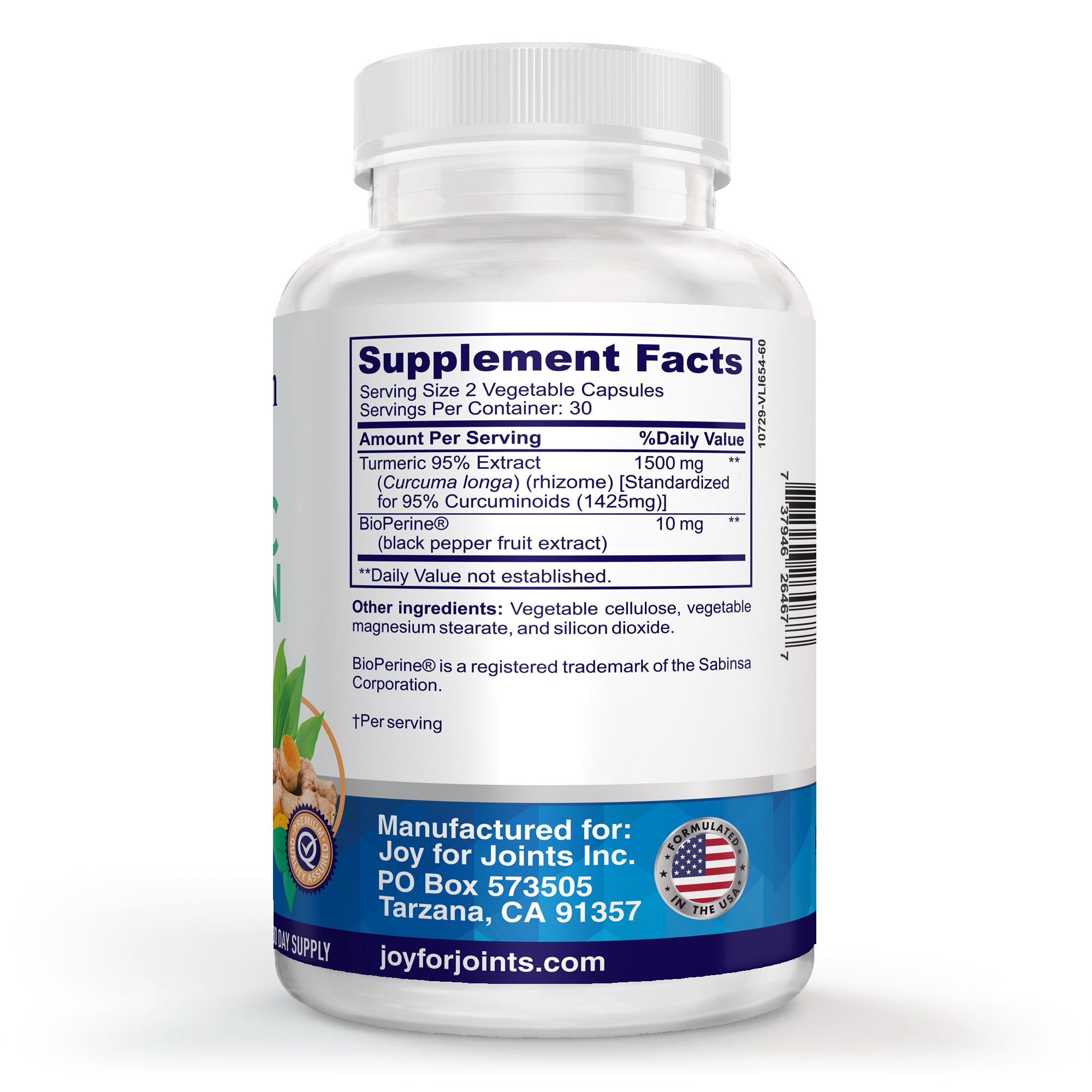 Turmeric Curcumin 1500 mg with BioPerine®, 95% Curcuminoids, High Absorption, Non-GMO, Made in USA