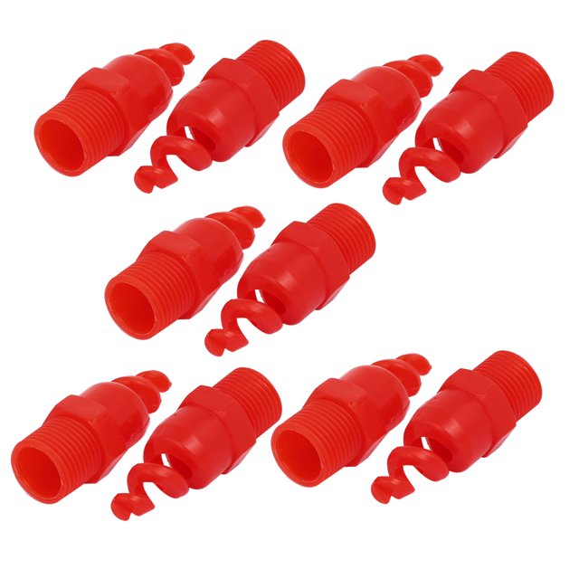 Unique Bargains 1/2BSP Male Thread PP Spiral Cone Atomized Nozzle Industrial Spray Red 10pcs