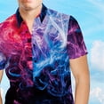 thumbnail image 3 of Camisa Blusa casual de moda con solapa con botones y estampado de manga corta fresca para verano M, 3 of 5