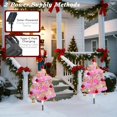 thumbnail image 2 of Rejoda-Ensemble de 4 Arbres de Noël Pré-Éclairés, 33.86 Pouces Arbre de Noël Extérieur avec Rubans Scintillants, Boules Rouges et Cloches, Décor de Noël Alimenté par Énergie Solaire et Type-C pour Jardin Maison Porche, 2 of 4