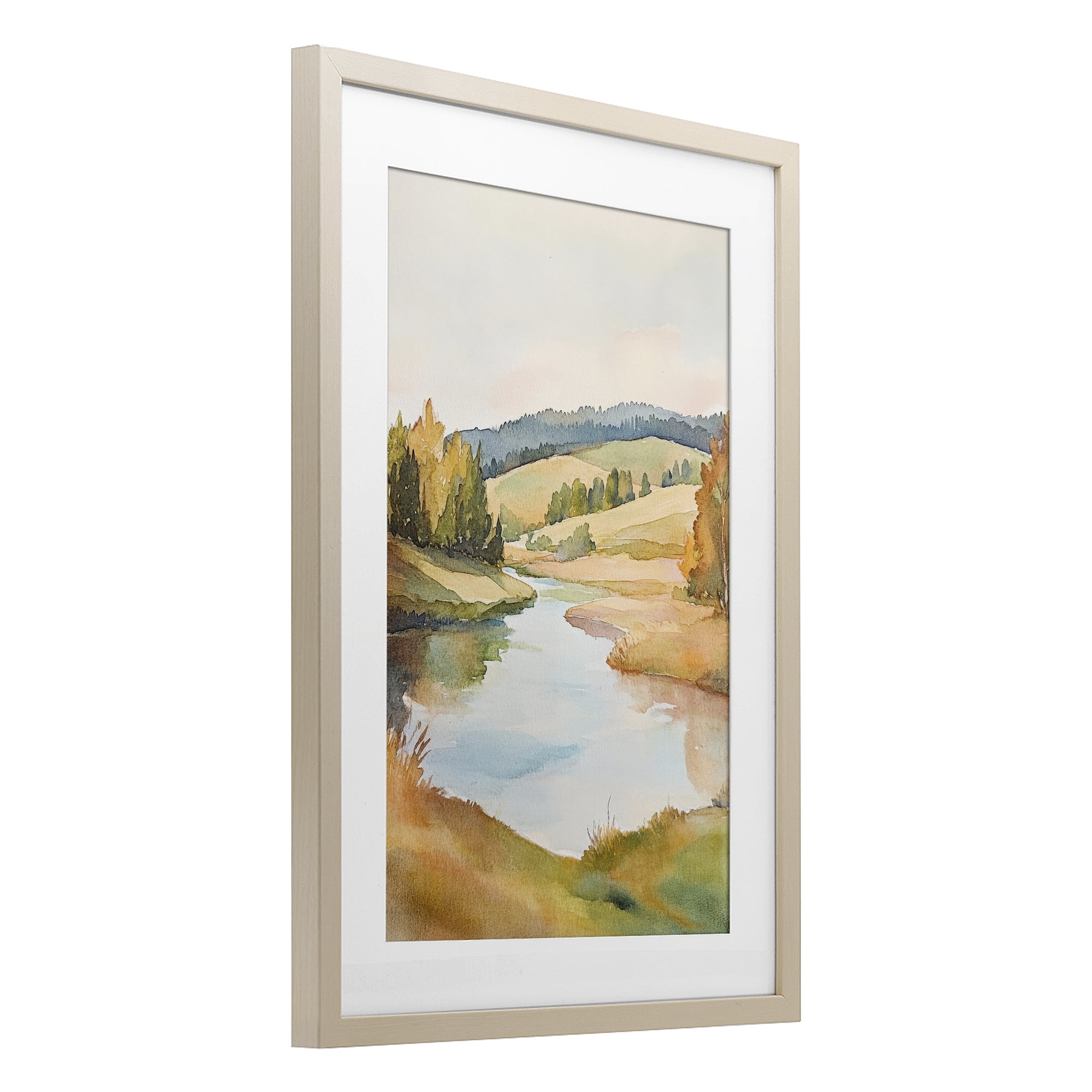Stupell Industries Serene Watercolor Lake Escape Birch Framed Print Under Glass, design by Petal Prints Design