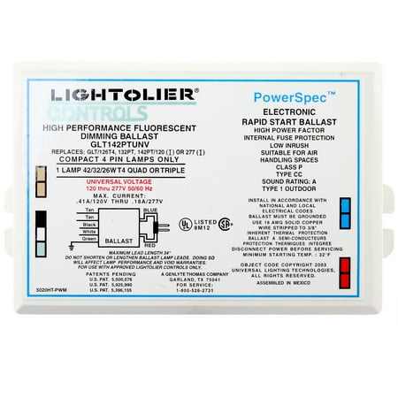 42w Compact Fluorescent Lamp - Lightolier GTL142PUNV Compact Fluorescent Dimming Ballast, 1 Lamp, 42W, 120/277V