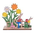thumbnail image 2 of Ptetnvg Easter Table Centerpieces Ornament Handcrafted Wooden Easter Ornament with Rabbit Floral Letter Decor Exquisite Diy Artwork for Desktop Decoration, 2 of 9