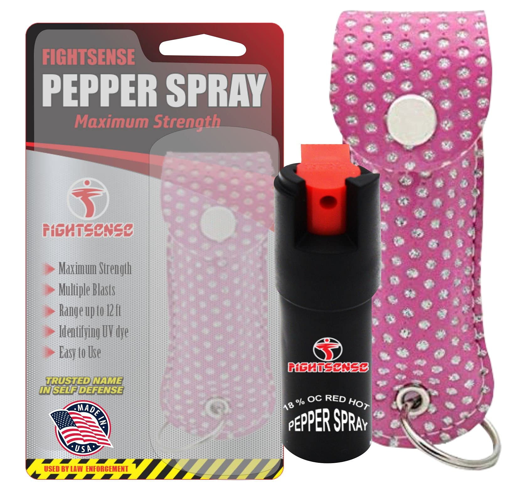 FIGHTSENSE Self Defense Pepper Spray 1/2 oz Compact Size Maximum