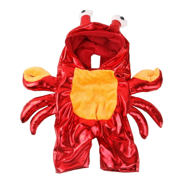 Disfraz de cangrejo para perro y gato, vestido de cosplay de Halloween para mascota, sudadera con capucha roja para cachorro, ropa cálida