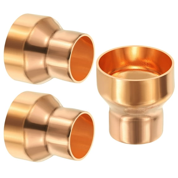 Uxcell 1-1/2" to 1" Nominal Size Copper Reducer Reducing Coupling Pressure Fitting Pipe Tube Connector 3pcs