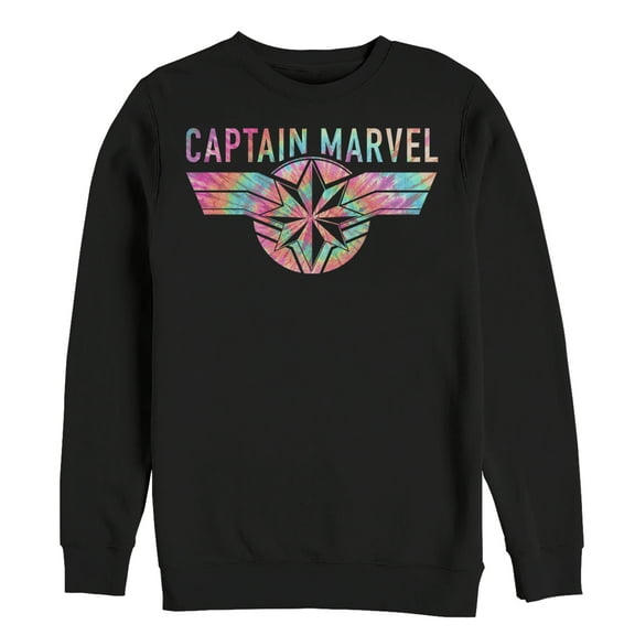 Men's Marvel Captain Marvel Tie-Dye Logo Sweatshirt Black 2X Large